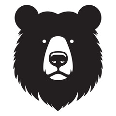Playful Black Bear Head Silhouette Vector Design