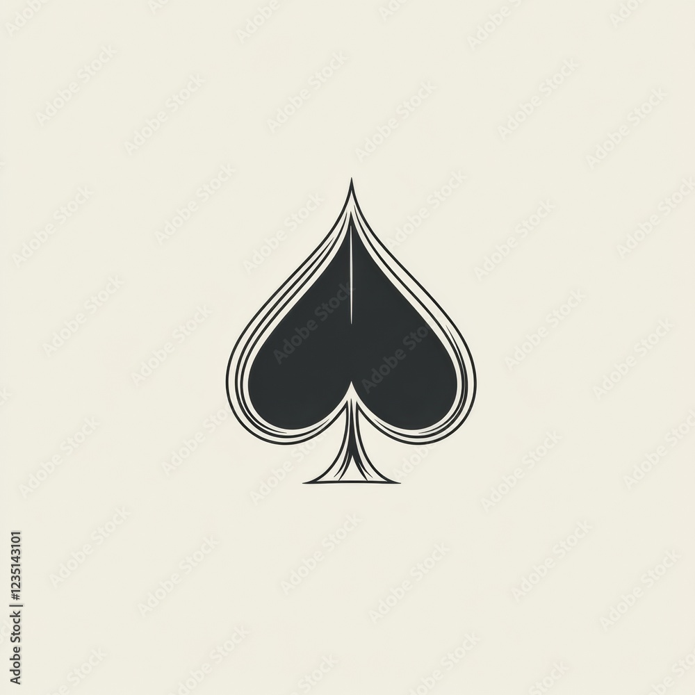 Aufkleber black spade symbol on light background representing playing cards and games of chance. generative ai