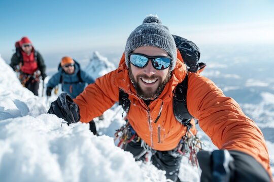 Extrembergsteigen im verschneiten Hochgebirge


