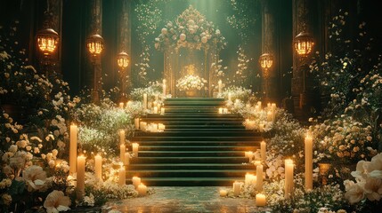 Naklejka premium Forest Wedding Ceremony Mystical Altar