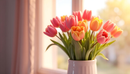 bouquet of tulips in a vase