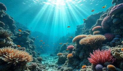 coral reef and diver