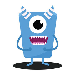 Cute Monster. Cartoon kawaii funny character. Suitable for flat design graphic illustration, clip art, stickers, posters, stickers, cards, etc