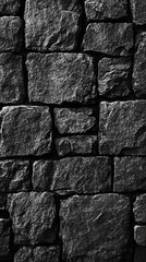 Fototapeta premium Black background, gray tones, high resolution, dark and terrifying atmosphere, texture of a black stone wall