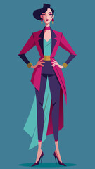 Fashion Designer standing confidently against a blue background