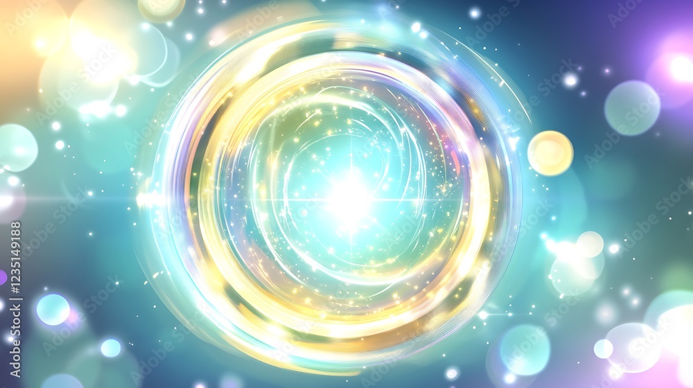 Wall mural abstract swirling light creating a luminous circular design