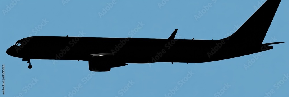 Aufkleber Silhouette of an airplane in clear sky during sunset with remarkable clean lines and strong presence. Generative AI