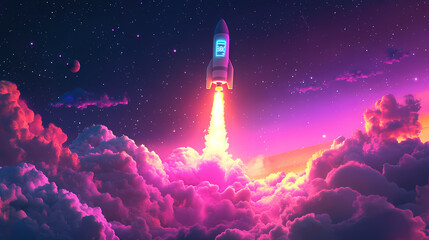 rocket ship starfilled sky