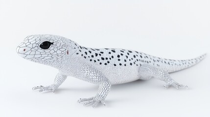 Fototapeta premium White lizard, studio shot, reptile, isolated background, animal photography