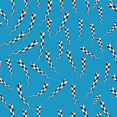 Obraz premium seamless pattern of black and white checkered flags on a blue background. feeling of movement and energy. the design is simple and minimalistic.