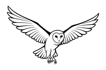 Fly line art cute Owl Bird silhouette vector graphic.