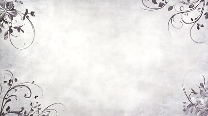 Obraz premium Elegant Grey Floral Design Background With Corner Vines