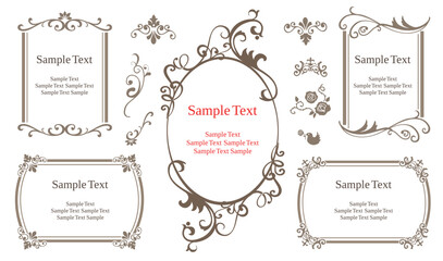 Elegant Collection Vintage Frames and borders. Classic calligraphy swirls, swashes, floral motifs for greeting cards, wedding invitations, restaurant menu, royal certificates..eps