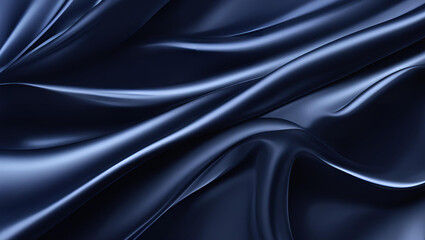 Fototapeta premium A deep navy blue, ultra-shiny background with a silky texture, a modern and futuristic fabric texture