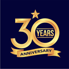 30th Anniversary Label Vector Design Illustration