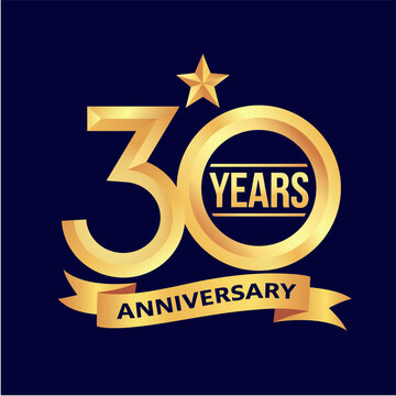 30th Anniversary Label Vector Design Illustration