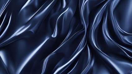Obraz premium A deep navy blue, ultra-shiny background with a silky texture, a modern and futuristic fabric texture