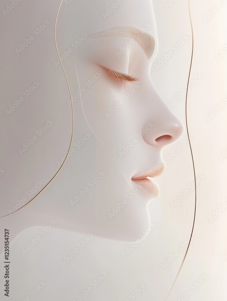 Aufkleber silhouette of a womans face featuring golden ratio lines illustrating beauty in harmony and proporti