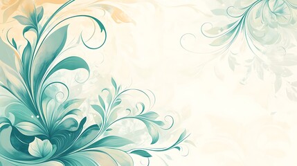 Fototapeta premium Elegant Teal Floral Design on Cream Background