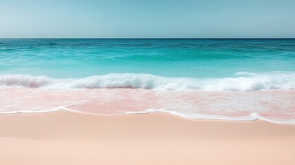 Serene Ocean Waves Crashing on Pink Sandy Beach