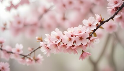 Obraz premium Delicadas flores de cerezo rosa en plena floración sobre un fondo suave y borroso