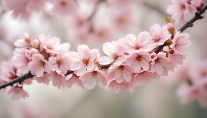 Delicadas flores de cerezo rosa en plena floración sobre un fondo suave y borroso