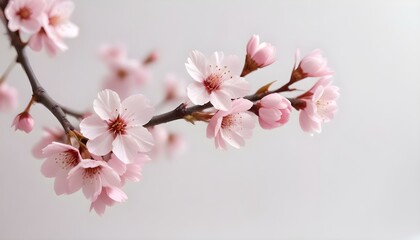 Obraz premium Delicadas flores de cerezo rosa en plena floración sobre un fondo suave y borroso