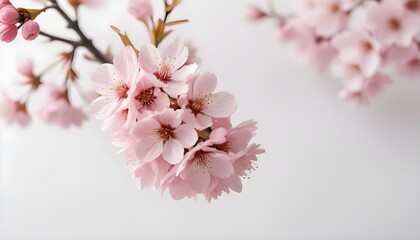 Fototapeta premium Delicadas flores de cerezo rosa en plena floración sobre un fondo suave y borroso