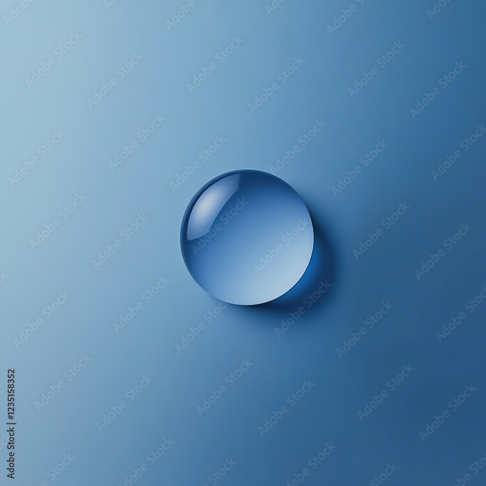Leinwandbilder water droplet rests on a smooth blue surface creating a tranquil effect. generative ai