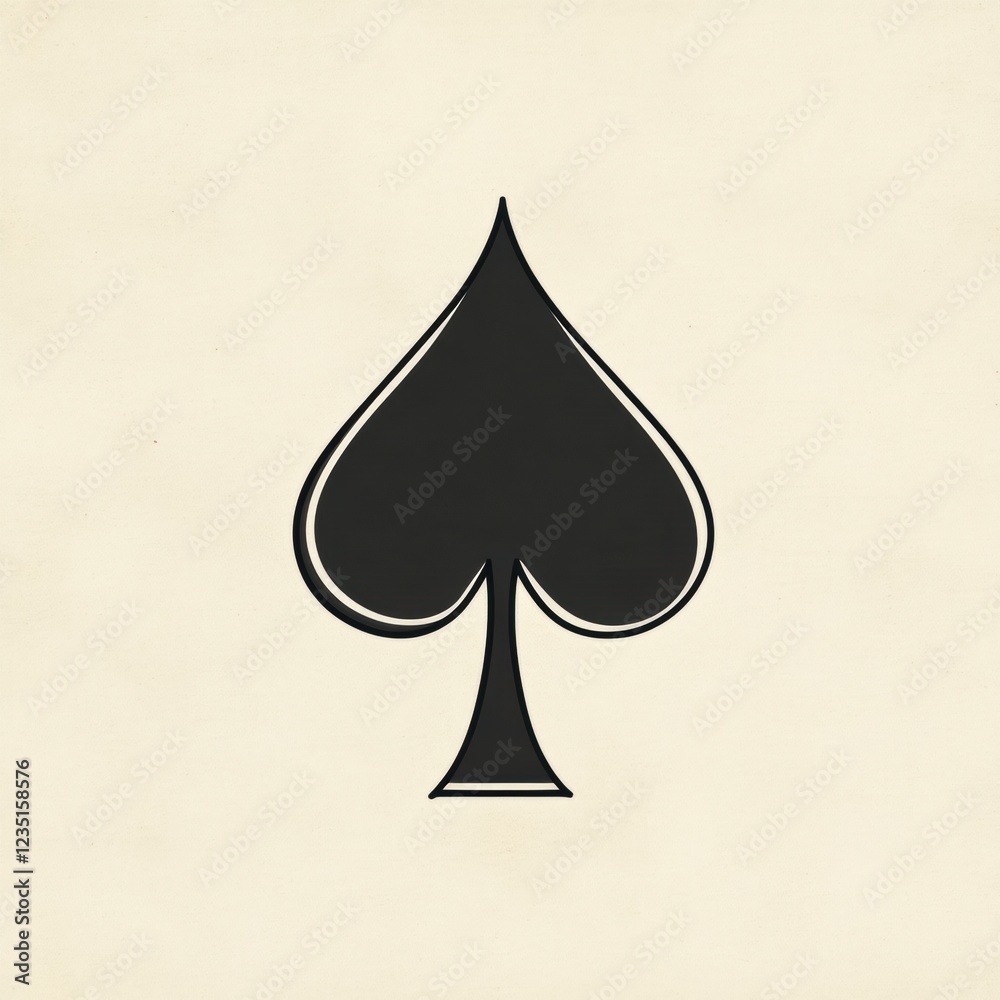 Aufkleber Bold black spade symbol displayed prominently on a soft cream background showcasing graphic design artistry. Generative AI