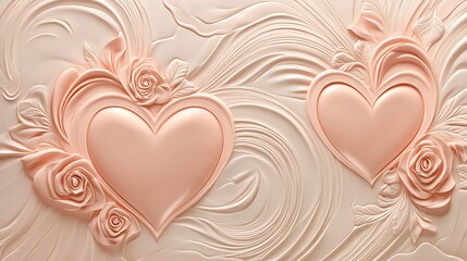 Two Hearts Adorned With Roses And Swirling Floral Designs