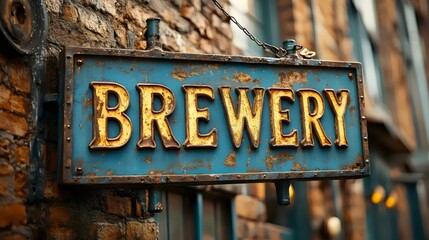 A sign that says Brewery hangs on a building