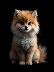 Obraz premium Cartoon fluffy puppy on black background