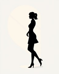 Fototapeta premium A graceful female silhouette stands confidently in profile, conveying a powerful message of femininity and empowerment. Celebrating women's strength and beauty