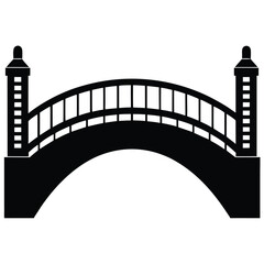 Bridge line art silhouette vector illustration