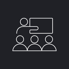 Training, presentation, education icon. Speaker and listeners sign. Vector Illustration.