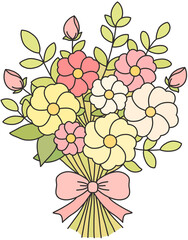 졸업 졸업식 수료 수료식 입학 입학식 축하 우승 이벤트 행사 꽃송이 꽃다발 꽃선물 일러스트