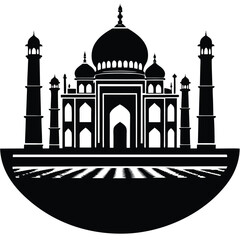 Taj Mahal vector silhouette on white background
