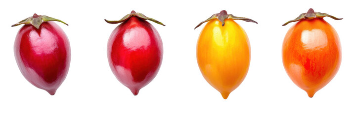 Four vibrant tamarillo fruits in contrast png