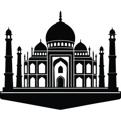 Taj Mahal vector silhouette on white background