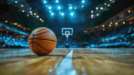 Obraz premium Basketball on court, arena, spectators, game