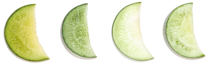 Four stages of melon ripeness: yellow to green gradient png