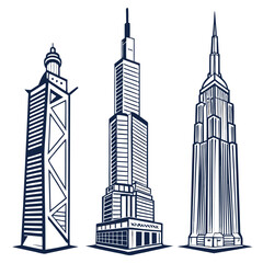 Obraz premium Three skyscrapers silhouette