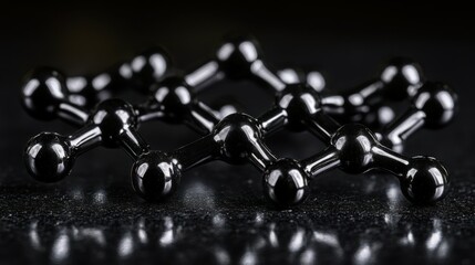 Black molecular structure on dark surface, scientific research