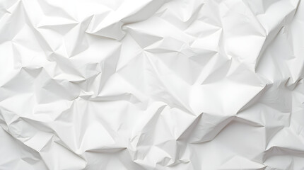 Crumpled White Paper Texture Background: Abstract Wrinkled Surface, Minimalist Design, High-Resolution Stock Photo
