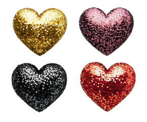 Dazzling Sequined Hearts: Valentine's Day Sparkle, Romantic Embellishments, Festive Decorations, Glitter Hearts, Shiny Hearts, Love Symbols, Wedding  