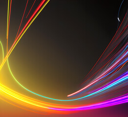 Red bright strip of light background abstract colorful background, bright neon rays and glowing lines.black background with long  stripes Pink yellow blue creative wallpaper.generative ai