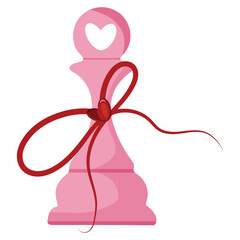 Valentine's Day icon, namely a pink pawn chess piece, for poster or card designs