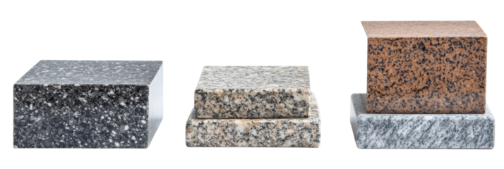 Variety of granite blocks displaying different colors and textures png