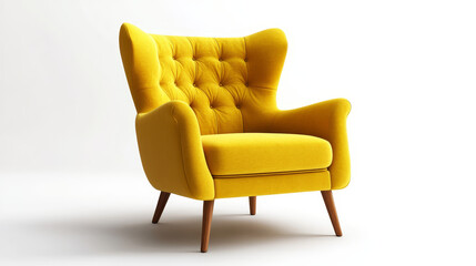 Modern Yellow Armchair on White Background &ndash; Stylish Interior Decor